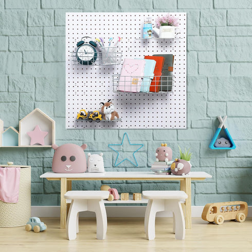 8 Pieces Pegboard Baskets, Pegboard Bins, Wire Peg Board Shelf Wall Organizer for Tools, Garage Storage (Plating Color)