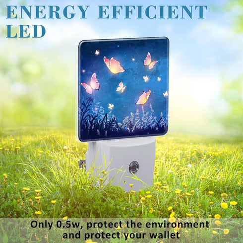 Uiaoiais Night Light Plug into Wall Glowing Butterflies Flying in Garden with Dusk to Dawn Sensor for Kid Girls Boys