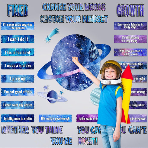 Pasimy Growth Mindset Bulletin Board Set, Motivational Posters and Positive Sayings for Classroom and Bedroom Decor