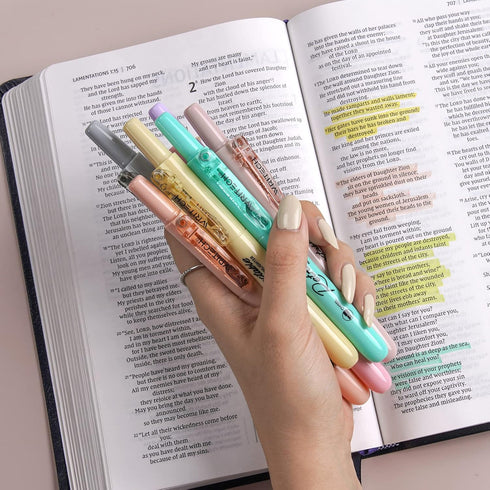 WRITECH Retractable Bible Highlighters, 12 Pack Pastel Colors No Bleed Aesthetic Marker Pen