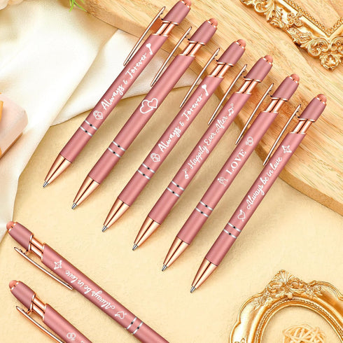 Kisston 36 Pcs Wedding Pens Bulk Bridal Shower Pens Favors Bachelorette Pens 6 Styles Retractable Ballpoint Pens