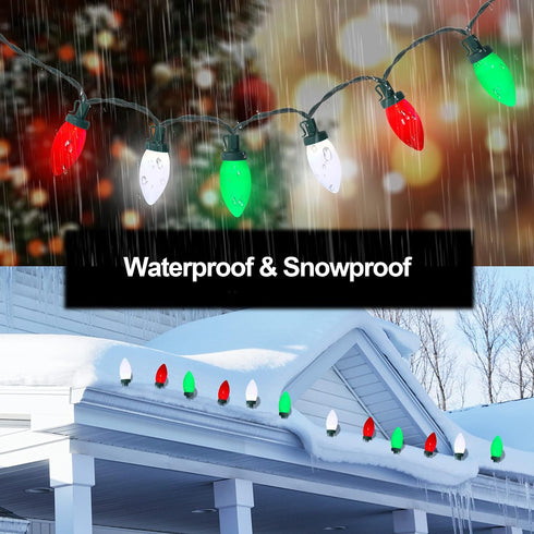 C9 Bulbs 50 36ft HAYATA Christmas Lights LED Strawberry String Light Red&White&Green - Fairy Lighting for Outdoor