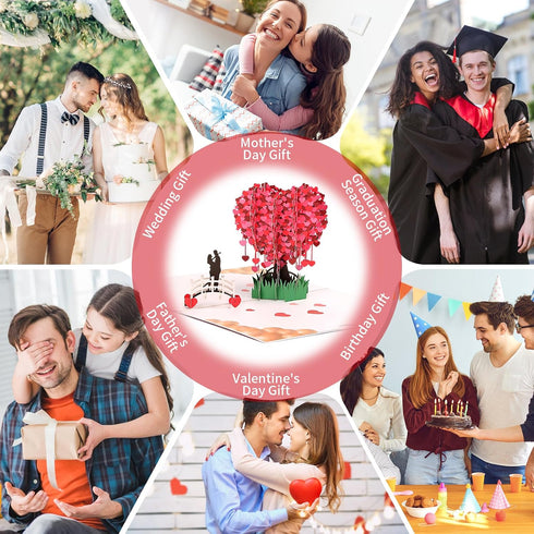 Sublaga 3D Valentine's Day Greeting Cards, Love Tree Paper Pop Up Greeting Card, Greeting Card, Spring Card Mother's