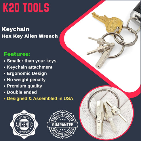 Keychain Hex Key Allen Wrench Multi-Tool Set - Metric Sizes 2, 2.5, 3, 4, 5, 6 mm