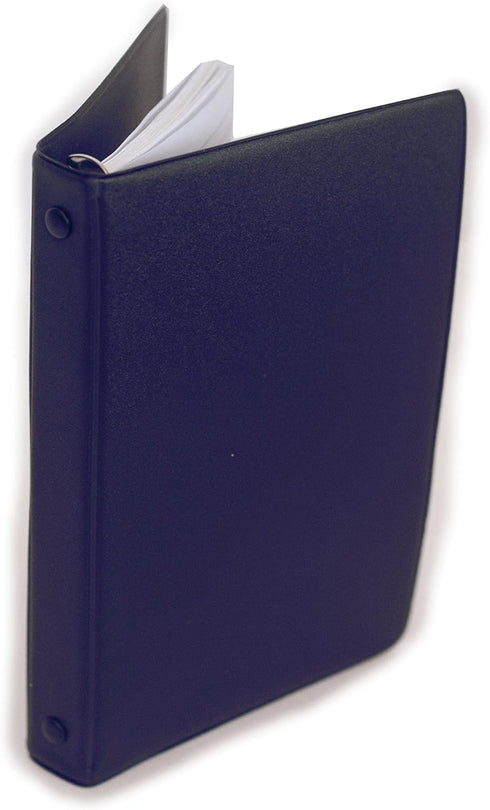 HNR Blue Loose-Leaf Memo Book, 6 3/4 x 3 3/4", 6-Ring Binder, 80 Pages + Free Refill