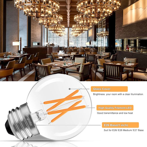 6 PACK G16.5 Bulbs 60 Dimmable 6W G16.5 Bulb, E26 Bulbs 60 2700K bulb CRI80+, AC120V, 600lm LED Watt, Globe LED Light