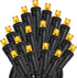 25ft 50 Bulbs 6" Commercial Novelty Lights Christmas String Lights, Amber/Orange LED on Black Wire, Spacing