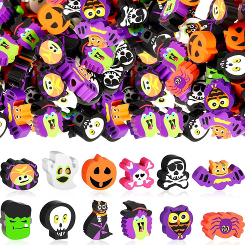 Hicarer Halloween Erasers Supplies, Cute Ghost Pumpkin Skull Erasers, MultiColor Pencil Rubber Erasers for Kids