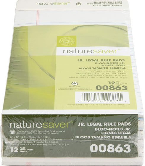 Recycled Pad | Legal Ruled | 5 x 8 Inches | 50 Sheets | White