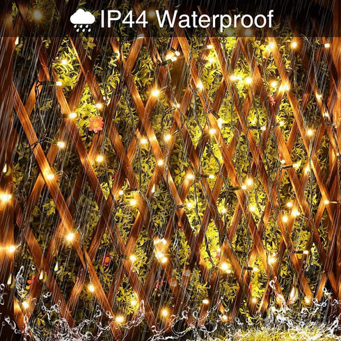 300 8 JMEXSUSS LED Warm White Christmas Lights Outdoor Waterproof, Modes Green Wire Christmas Tree Lights Plug
