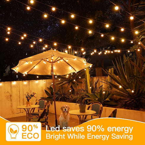 Ollny 25FT Outdoor String Lights - Waterproof Connectable Shatterproof Lights with 13 Edison + 1 Spare LED Bulbs