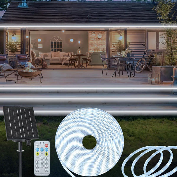 ZAIYW 32.8ft Solar LED Strip Lights Outdoor, IP68 Fully Waterproof Strip Lights