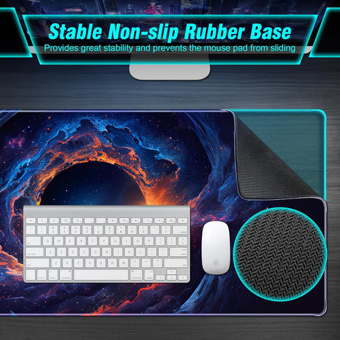 Large Gaming Mouse Pad, Technological Nebula Style Professional Gaming Mousepad, Non-Slip Waterproof Rubber Base 31.5 x