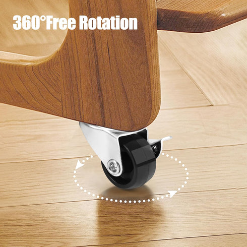 1" Low Profile Caster Wheels Set of 4, Polypropylene, No Noise Swivel Caster for Furniture, 360 Degree Top Plate