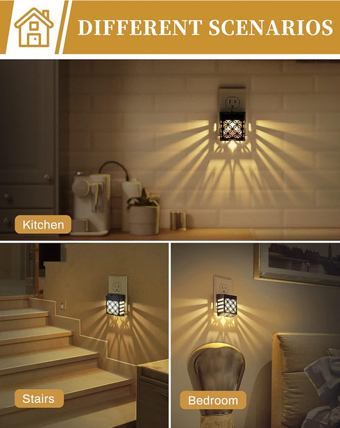 DORESshop Plug in Night Light with Dusk to Dawn Sensor, Adjustable Brightness, Soft White 3000K, 1 Pack