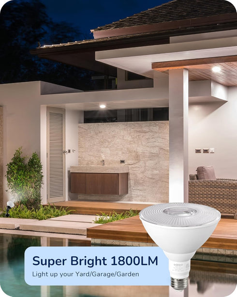 EDISHINE PAR38 LED Outdoor Flood Light Bulb 2 Pack, 18W (120W Equivalent), Dimmable Waterproof Flood Light Bulbs, E26 Base, 5000K Daylight 1800LM for Yard Porch Driveway, ETL Listed by EDISHINE