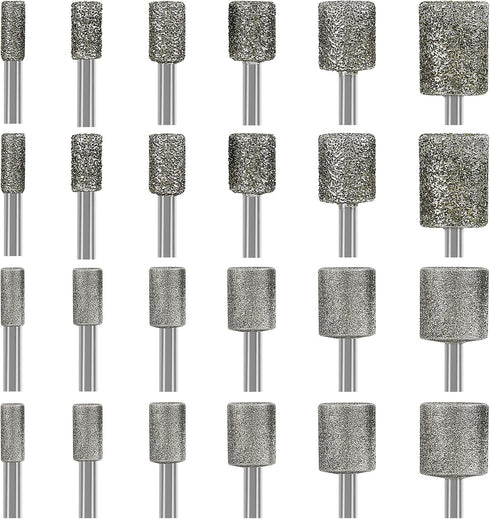 Stone Carving Set, 24PCS Diamond Burr Bits Compatible with Dremel for Engraving, Grinding, Jewelry