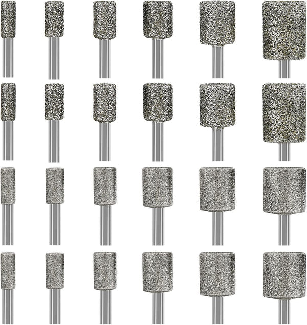 Stone Carving Set, 24PCS Diamond Burr Bits Compatible with Dremel for Engraving, Grinding, Jewelry