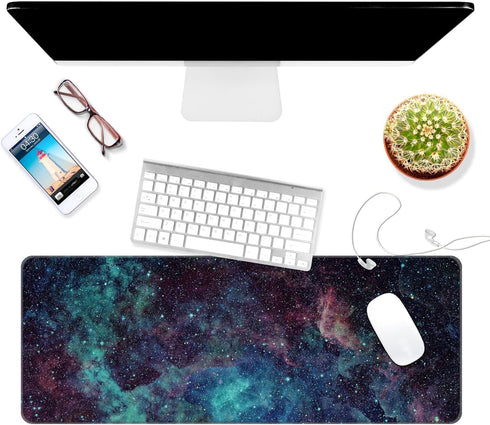 Dynippy Thin Extended Gaming Mouse Pad, 31.5 * 11.8 * 0.08 inch, Large XXL Desk Mat for Gaming Office & Home - Galaxy