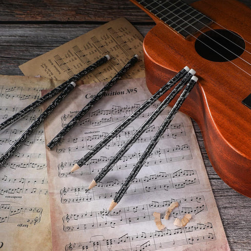 Chinco Music Pencils, Music Note Pencils for Students, Bulk Round Fun Pencils with Eraser, 48 Pieces