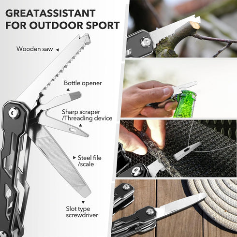 16-in-1 Multitool with Safety Locking, Stainless Steel Pocket Knife Set, Upgrade Camping Tool Gifts