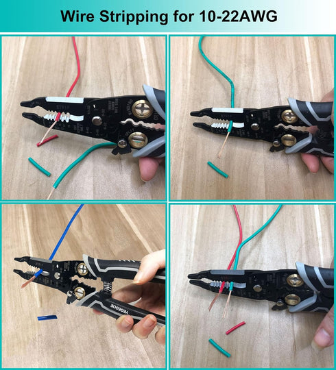 9-in-1 Wire Stripper Tool, 8inch Multifunctional Electrician Pliers for Electrical Cable Stripping, Cutting, Crimping