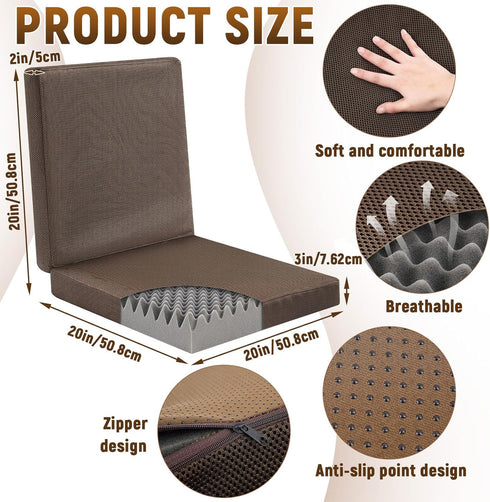 Geiserailie 20 Inch Set Egg Foam Pad Recliner Seat Cushion Recliner Cushions with Cover for Elderly with Back Support