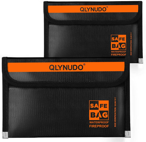 Portable Fireproof Money Envelopes for Cash and Document (8x5", Inside/External Size), 2-Pack