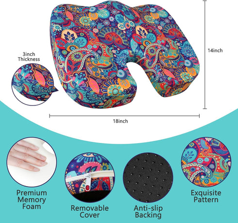 La Boutique Chic Tailbone Flower6 Pressure Relief Cushion, Memory Foam Seat Cushion for Pain Relief Coccyx Cushion