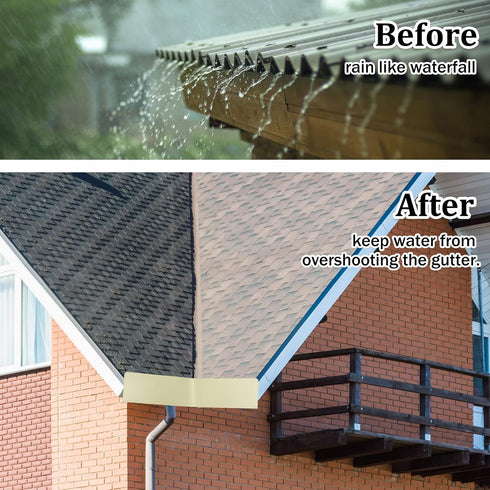 Yexiya 2 Pcs Rain Gutter Valley Splash Guards, Downspout Diverter with 20 Pcs Matching Screws, Almond