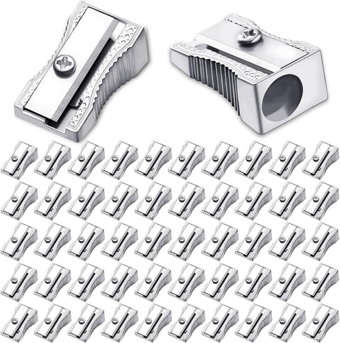 Fumete 96 Pcs Handheld Metal Pencil Sharpeners, Single Hole Aluminum Alloy Manual Sharpener Bulk for School Office