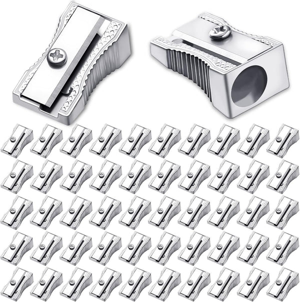 Fumete 96 Pcs Handheld Metal Pencil Sharpeners, Single Hole Aluminum Alloy Manual Sharpener Bulk for School Office