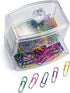 Officemate Clear Self-Dispensing Paper Clip Holder w/250 Assorted Color Paper Clips (93697)