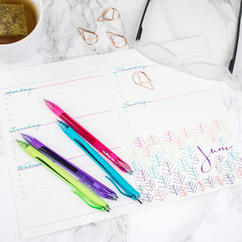 WallDeca Colored Gel Pens Set - 12 Count - Fine Point Gel Pens for Note Taking and Everyday Writing
