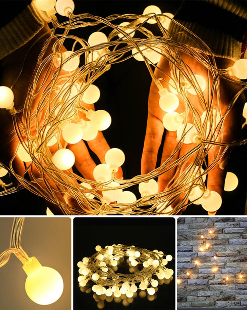 43 100 8 Globe String Lights Ft LED Fairy Lights Plug in with Remote Timer Modes Connectable Twinkle Light for Bedroom
