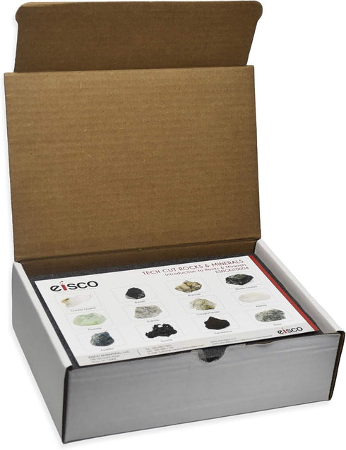 12 1" EISCO Rock & Mineral Kit, Pieces - Includes Metamorphic, Igneous, Sedimentary Rocks & Minerals - Specimens