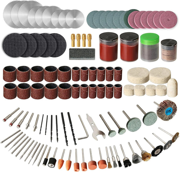 172PCS 1/8-inch Shank Power Rotary Tool Accessories Kit | Includes Carving Bits, Drill Bits & More