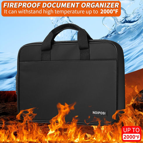 Noiposi Accordion File Organizer, Fireproof Expanding File Folder with Lock, 13 Pockets, Two Big Compartments for