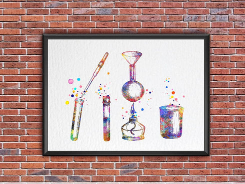 Dignovel Studios 11X14 Unframed Chemical Lab Test Tubes Pipette Art Print, Laboratory Science Biology Decor