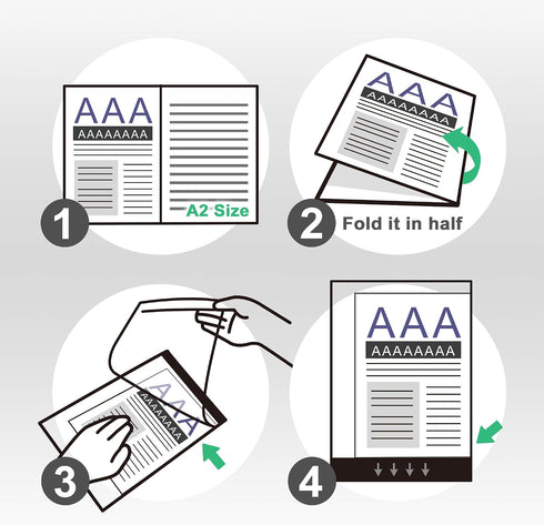 plustek A3 A2 Scanner Carrier Sheet (Scan by Folding) - Protects Flimsy, Wrinkled or Torn Papers, for Old Blueprint