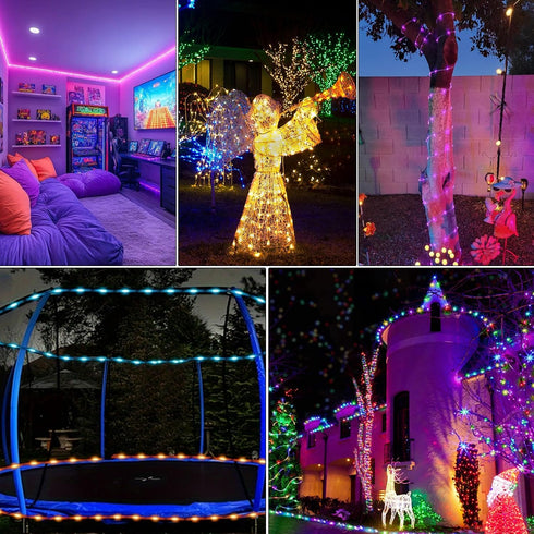 33FT 18 100 Solar Rope Lights Outdoor Waterproof, Colors Changing Trampoline Light Solar Powered & USB with Remote