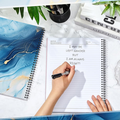 Jutom 2 Pads Jumbo Left Handed Notebook, 11" x 8.5", Lefty Wire Bound Notebooks, 200 Pages, 100 Sheets, Spiral