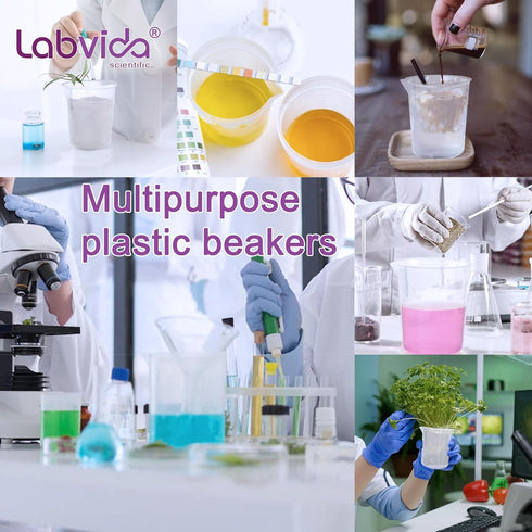 4pcs Stackable Plastic Beakers, 500ml Volume, PP Material with Molded Graduation
