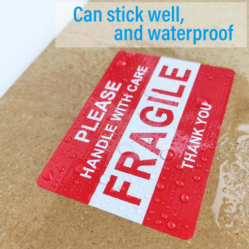 Fragile Stickers, Vinyl Laminated for Shipping Packing, Weather Resistant UV Protected, Removable, 50 Labels (2.5x3.5