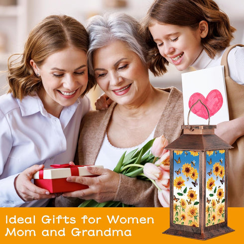 Solar Lantern Outdoor Waterproof Sunflower Butterfly Garden Decor Birthday Gifts for Women Mom and Grandma Solar LED