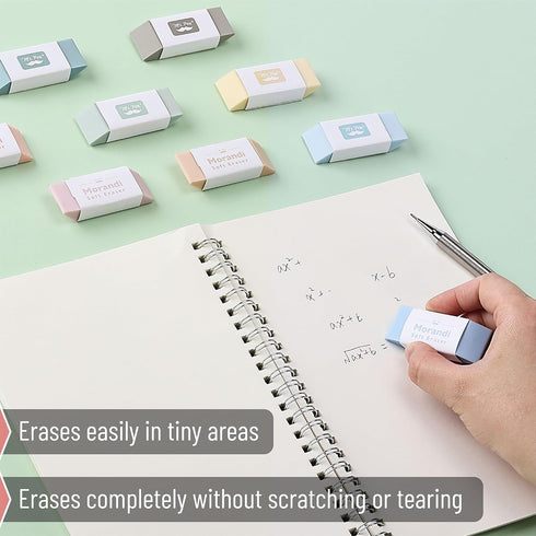 Mr. Pen 10 Pack Erasers - Morandi Colors, Large Block Erasers for School and Office