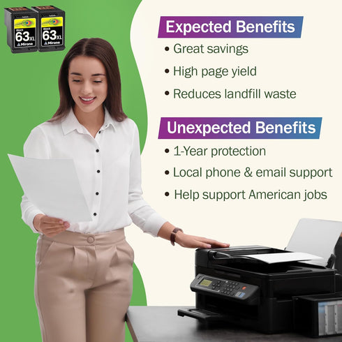 Mirone Remanufactured Ink Cartridge Replacement for HP 63 - Combo Pack for HP 63xl Ink Cartridges