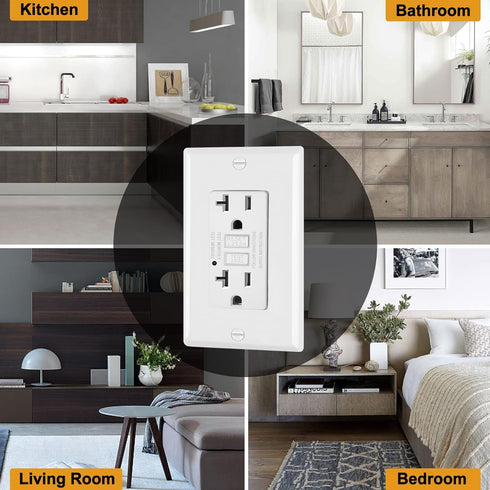 ELECTECK 2 Pack GFCI Outlets 20 Amp, Non-Tamper Resistant, Decor GFI Receptacles with LED Indicator