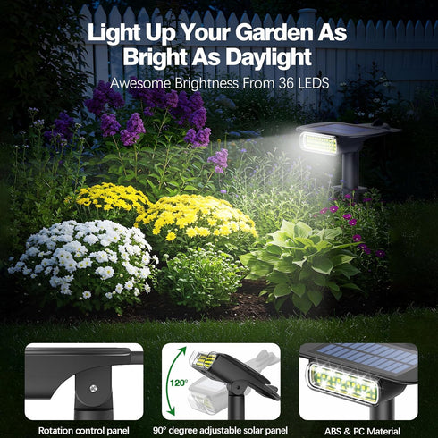 Latband 4 Pack IP68, 2 1, Solar Spot Lights Outdoor Waterproof Auto On/Off Bright Solar Powered Spotlights with Wall