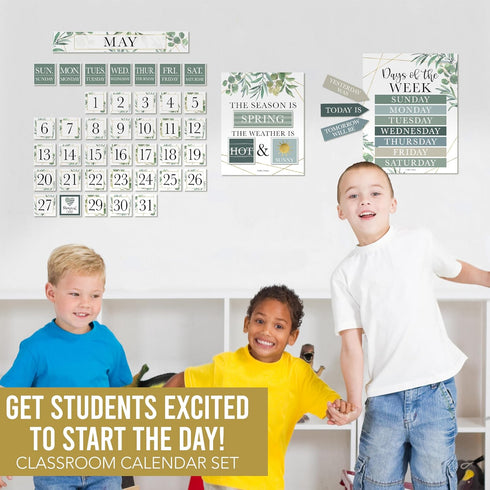 Hadley Designs Greenery Classroom Calendar Set, Bulletin Board Sets for Teachers